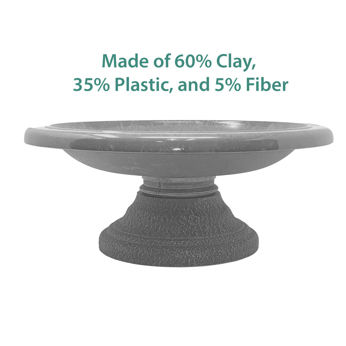7.5" Hunter Green Fiber Clay Birdbath -Ship Only