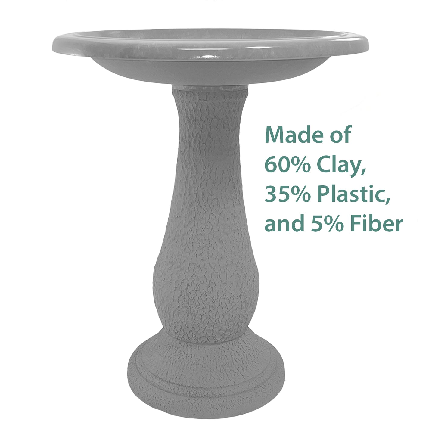 24" Kale Green Fiber Clay Birdbath -Ship Only