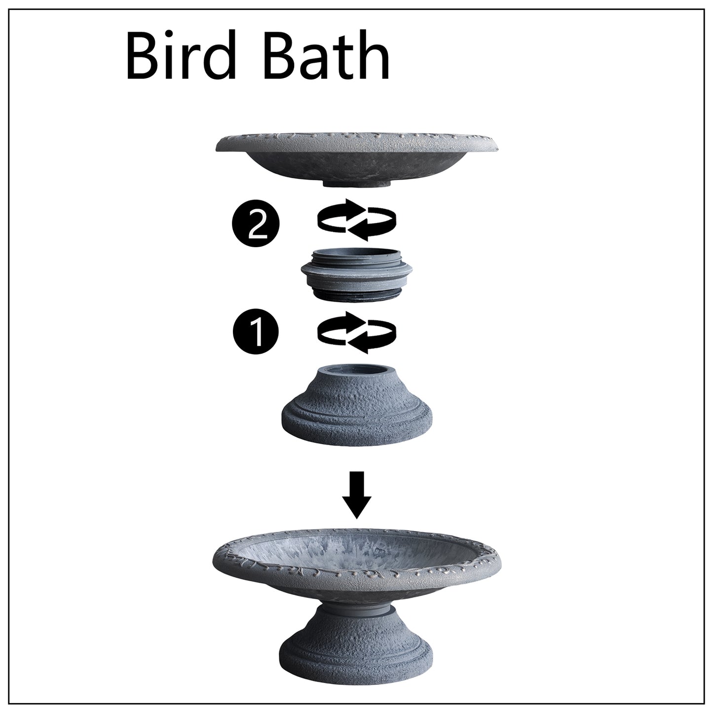 7.5" Hunter Green Fiber Clay Birdbath -Ship Only