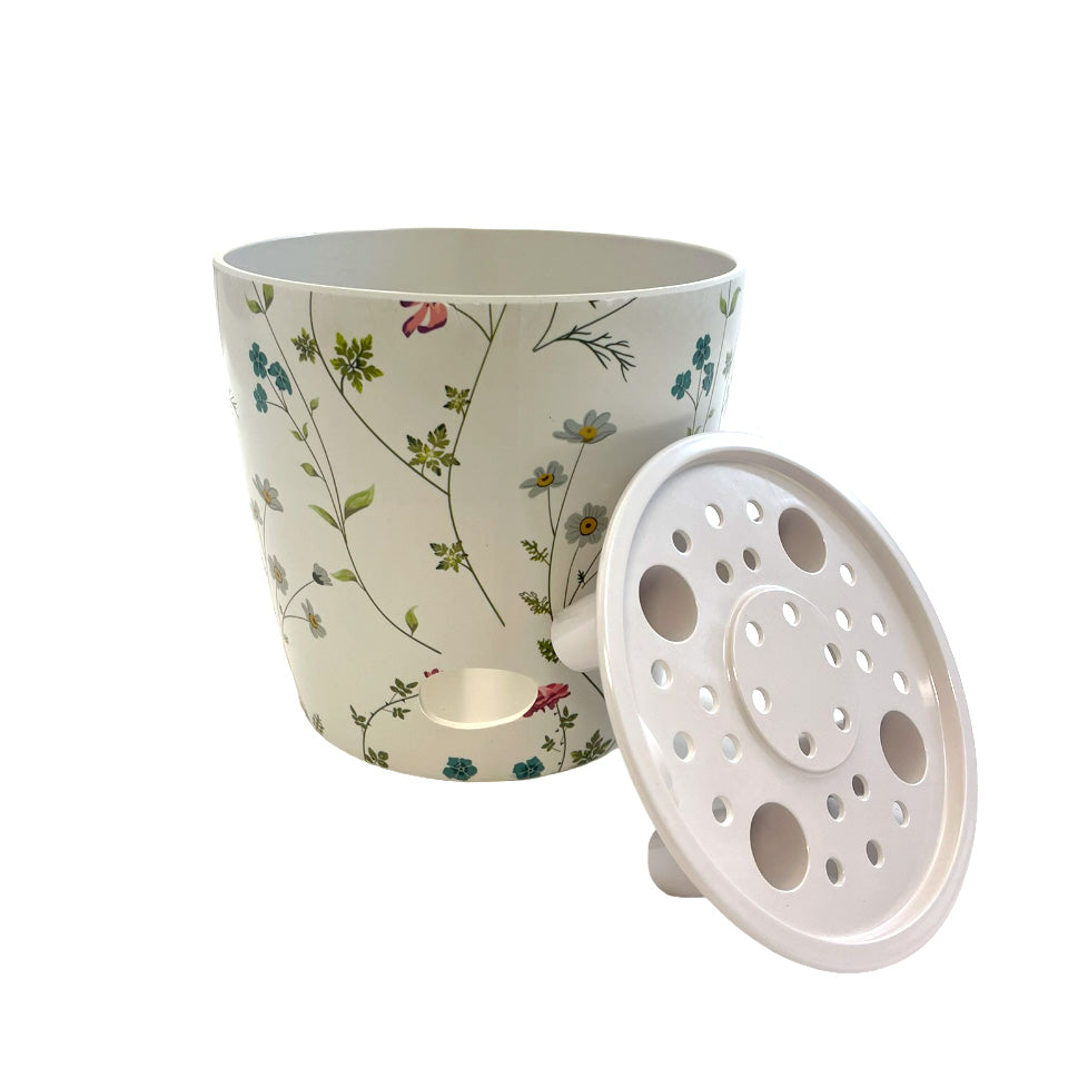 7" Wildflower Round Self-Watering Bamboo Pot -Ship Only
