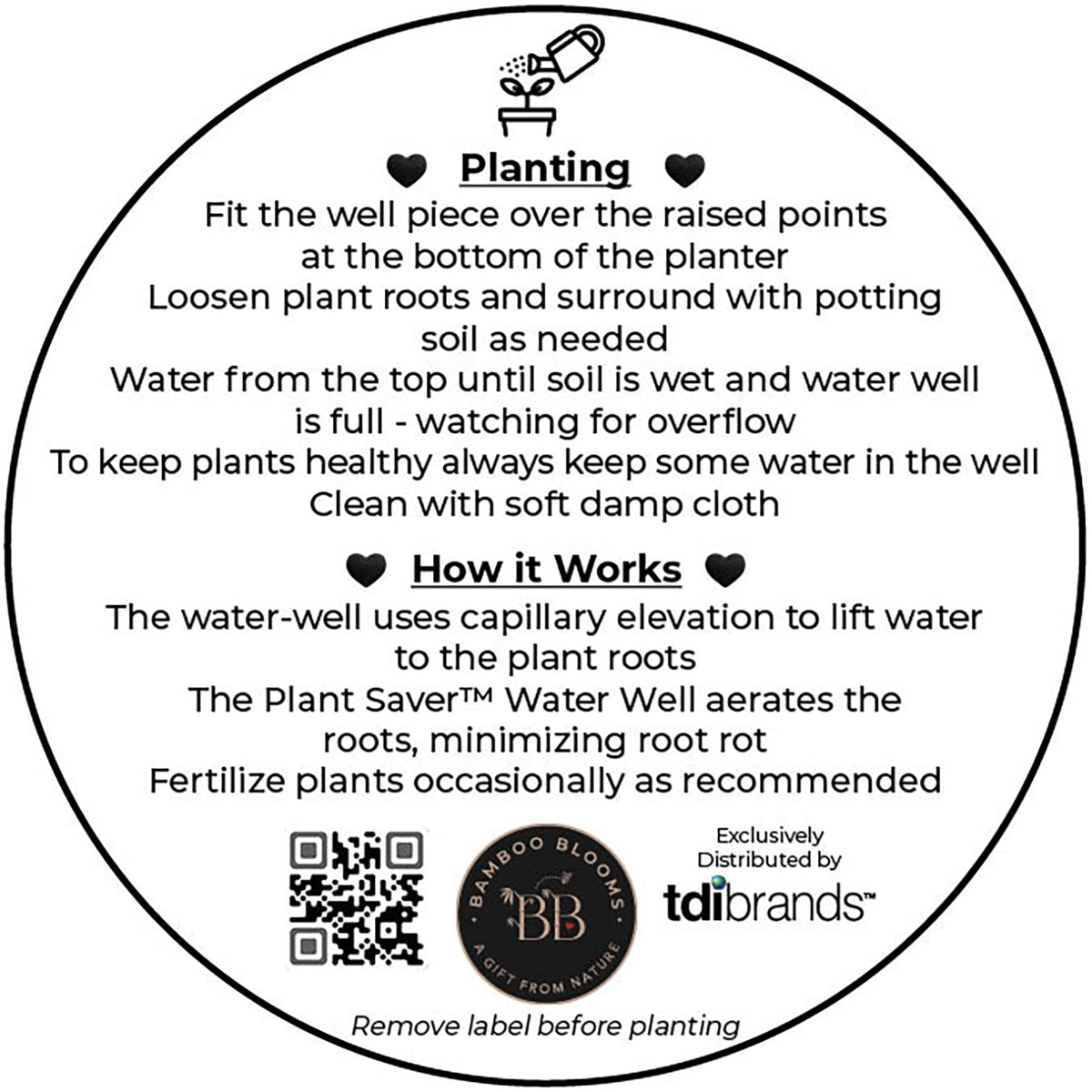 7" Indigo Round Self-Watering Bamboo Pot -Ship Only