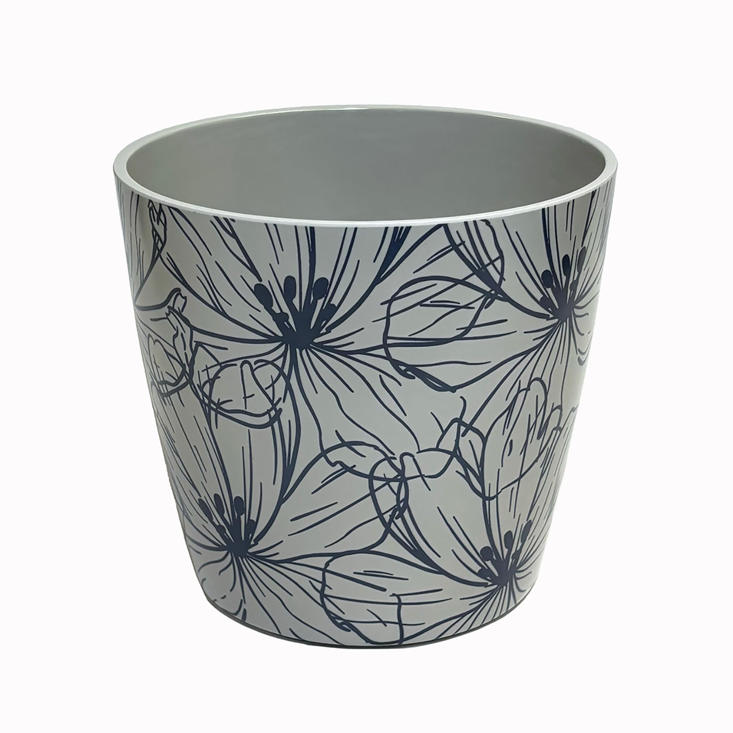 7" Indigo Flower Round Self-Watering Bamboo Pot -Ship Only