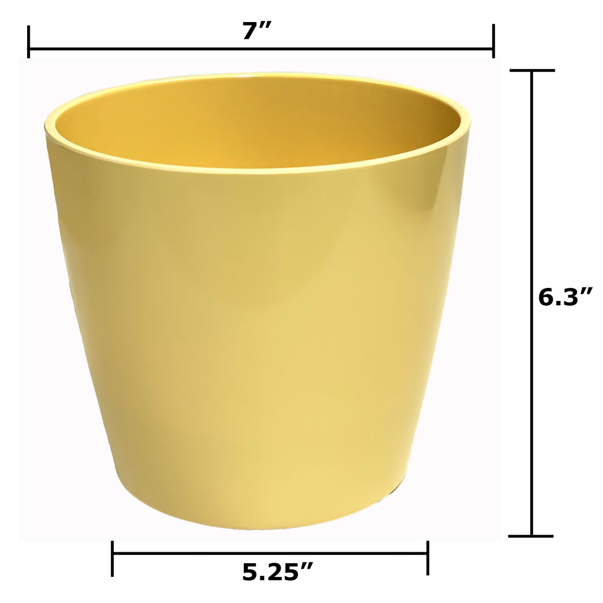 7" Pale Yellow Round Self-Watering Bamboo Pot -Ship Only