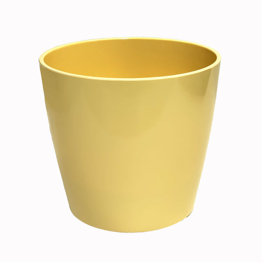 7" Pale Yellow Round Self-Watering Bamboo Pot -Ship Only
