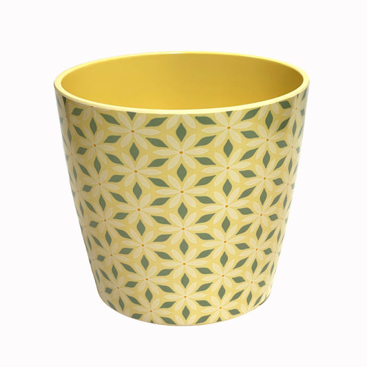 7" Mosaic Round Self-Watering Bamboo Pot -Ship Only