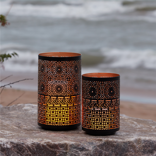 Mandala Punched Metal Candle Holder (Set of 2) -Ship Only