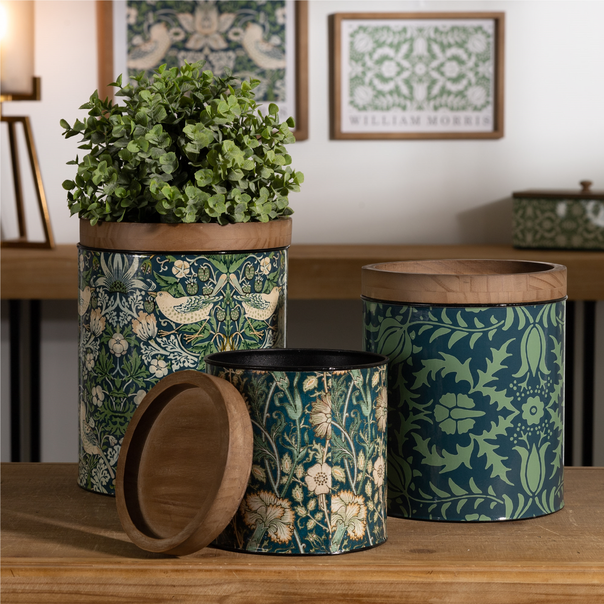 Round William Morris Canister (Set of 3) -Ship Only