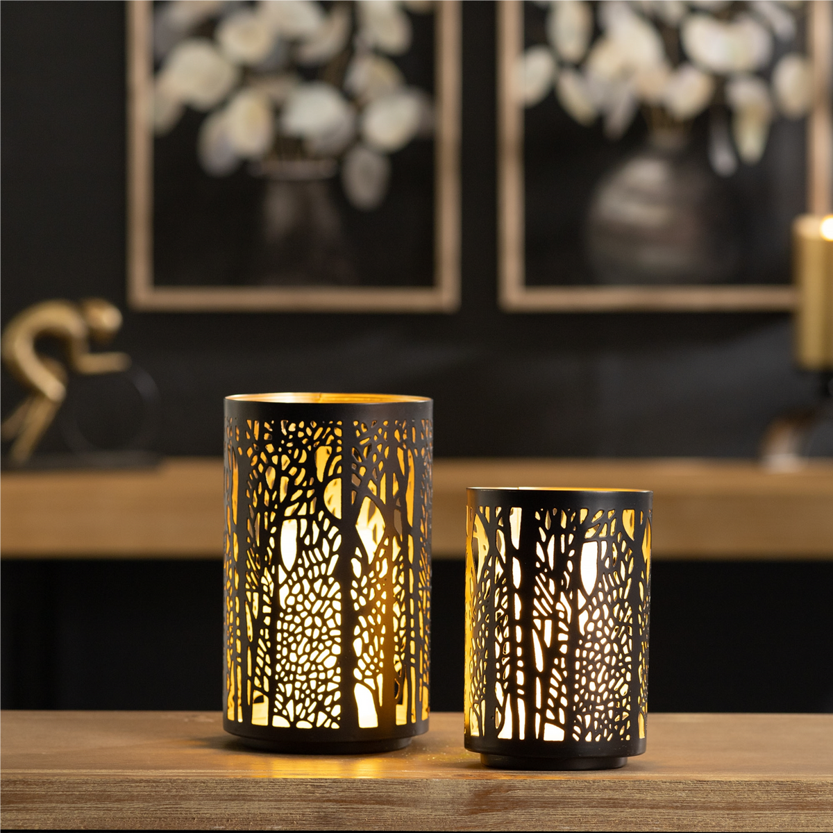 Forest Trees Punched Metal Candle Holder (Set of 2) -Ship Only