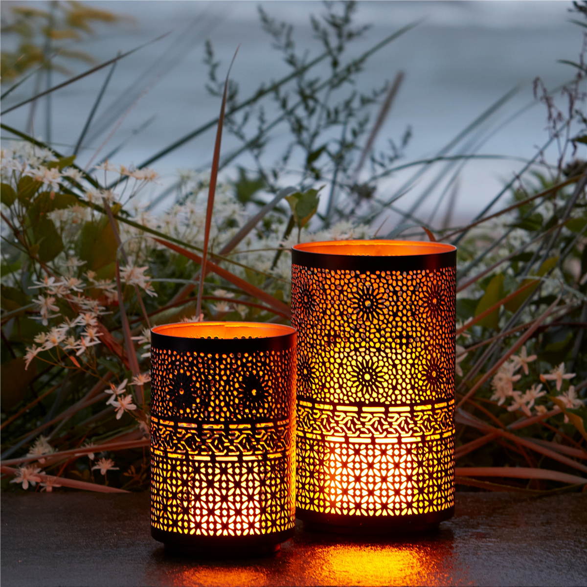 Mandala Punched Metal Candle Holder (Set of 2) -Ship Only