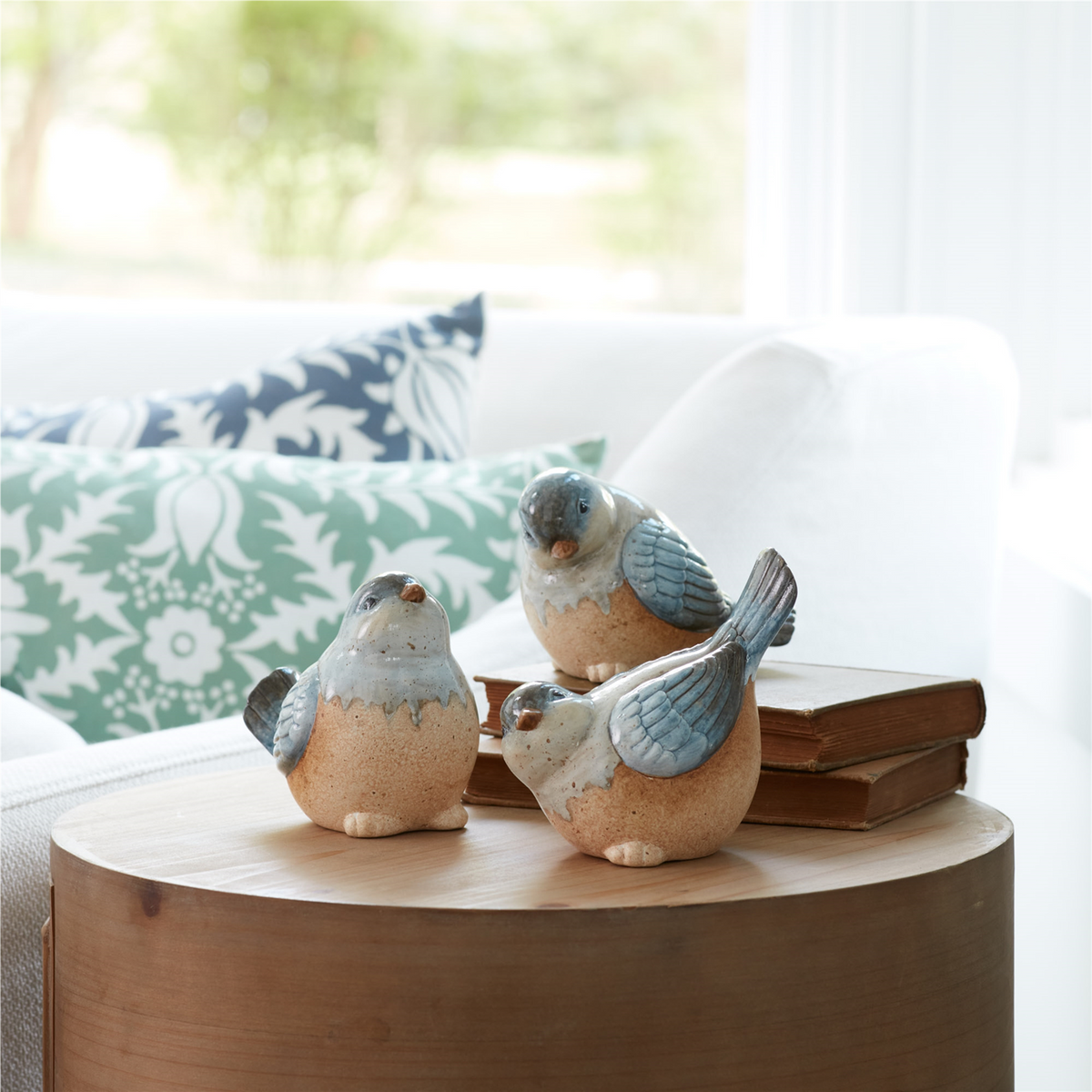 Ceramic Bird Figurines with Unglazed Accents (Set of 3) -Ship Only
