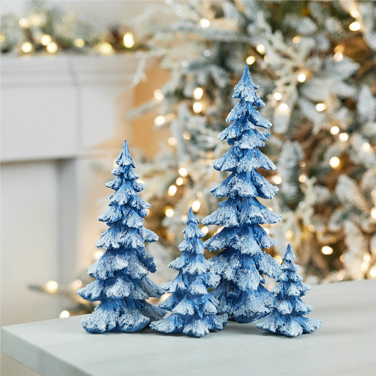 Flocked Pine Tree (Set of 4) -Ship Only