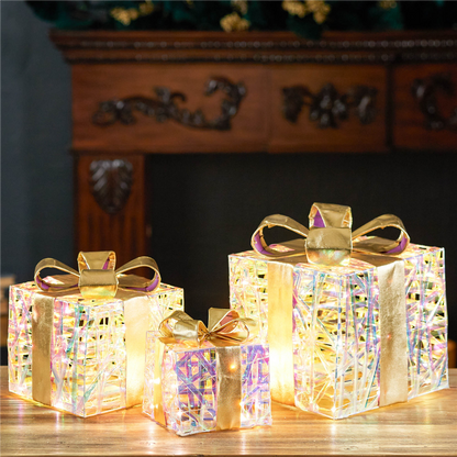 LED Woven Packages with Bow (Set of 3)