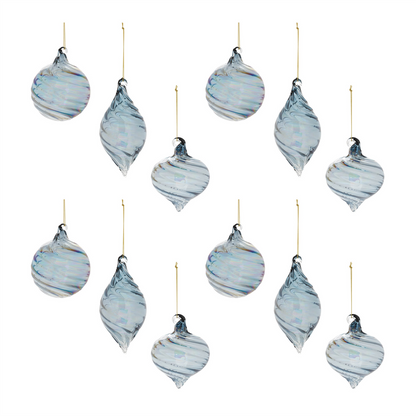 Iridescent Swirl Glass Ornament (Set of 12)