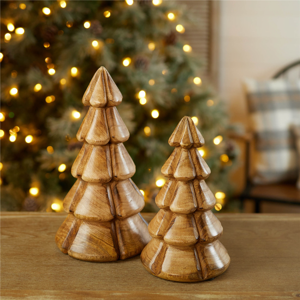 Tree (Set of 2) 7.5"H, 10"H 7.5"H, 10"H Wood -Ship Only