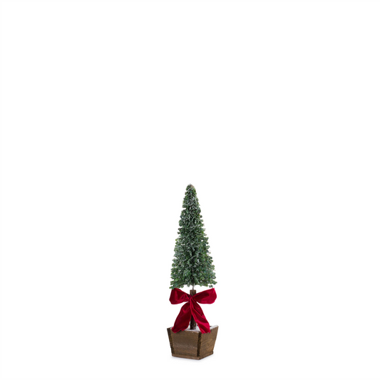 PVC Bottle Brush Design Pine Tree Decor with Bow (Set of 3) -Ship Only