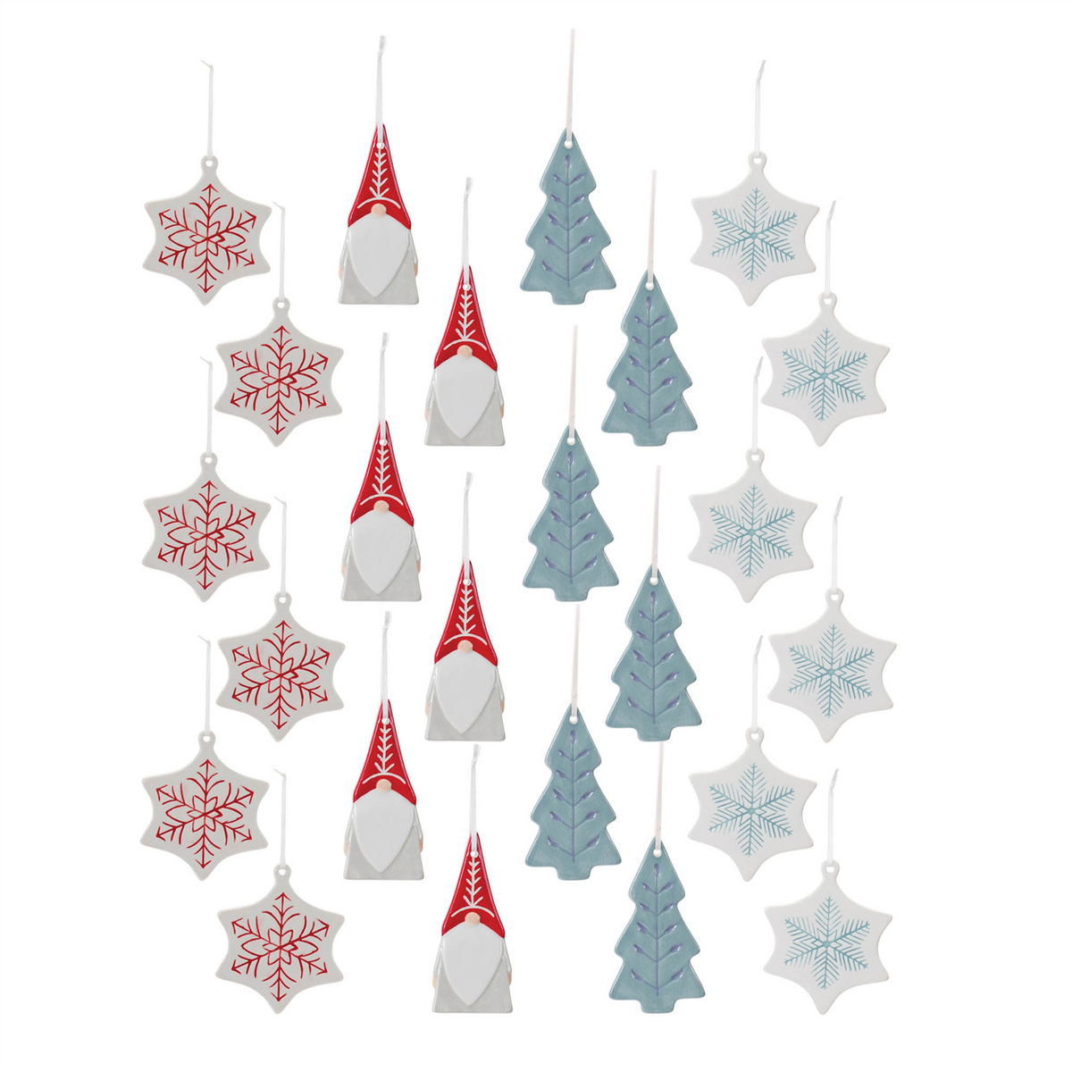 Etched Ceramic Tree Ornament (Set of 24) -Ship Only