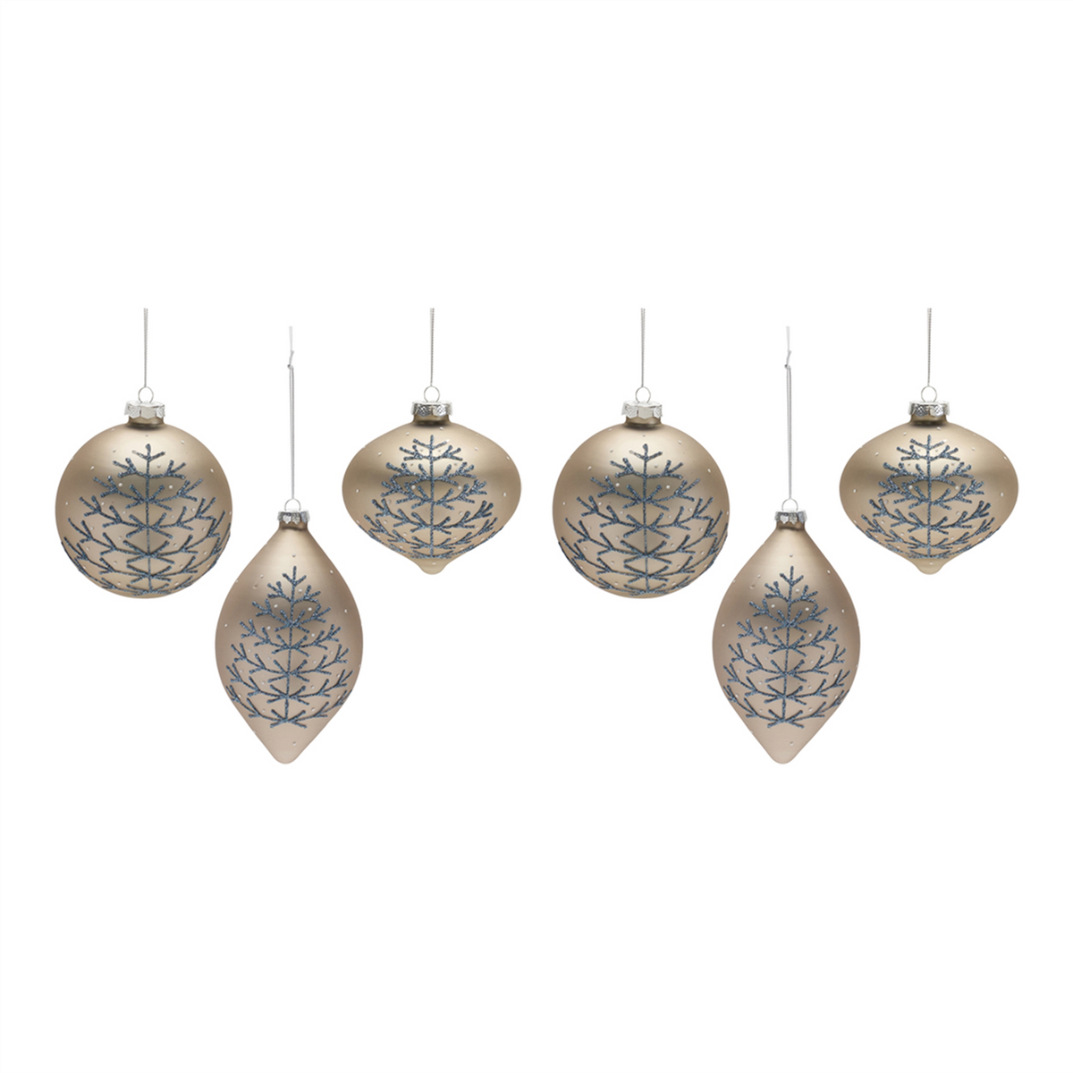 Champagne Glittered Ball Ornament (Set of 6) -Ship Only