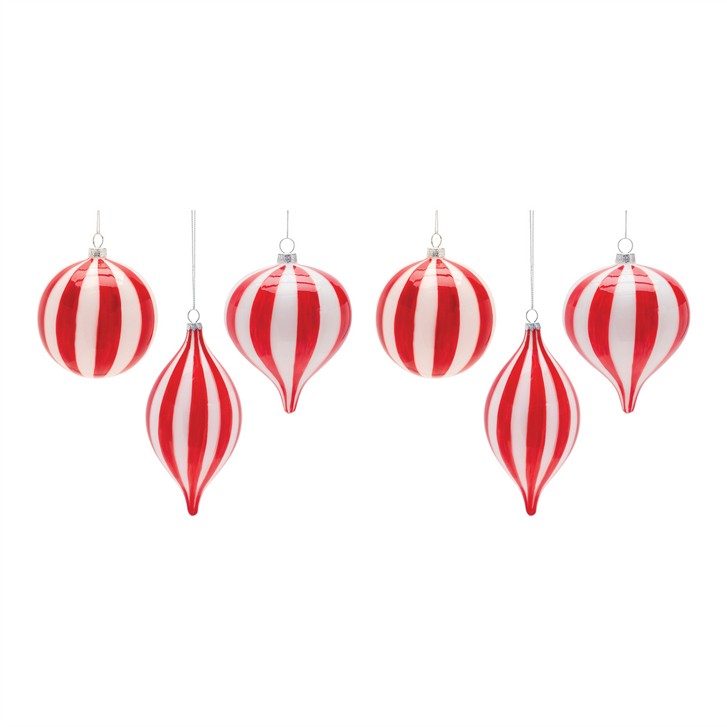Striped Glass Ornament (Set of 6) -Ship Only