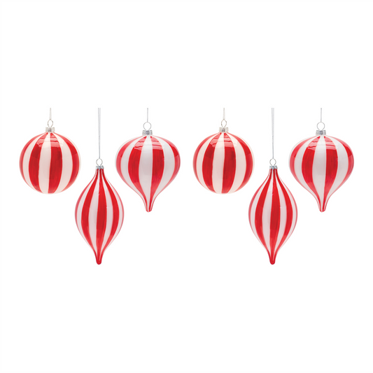 Striped Glass Ornament (Set of 6) -Ship Only