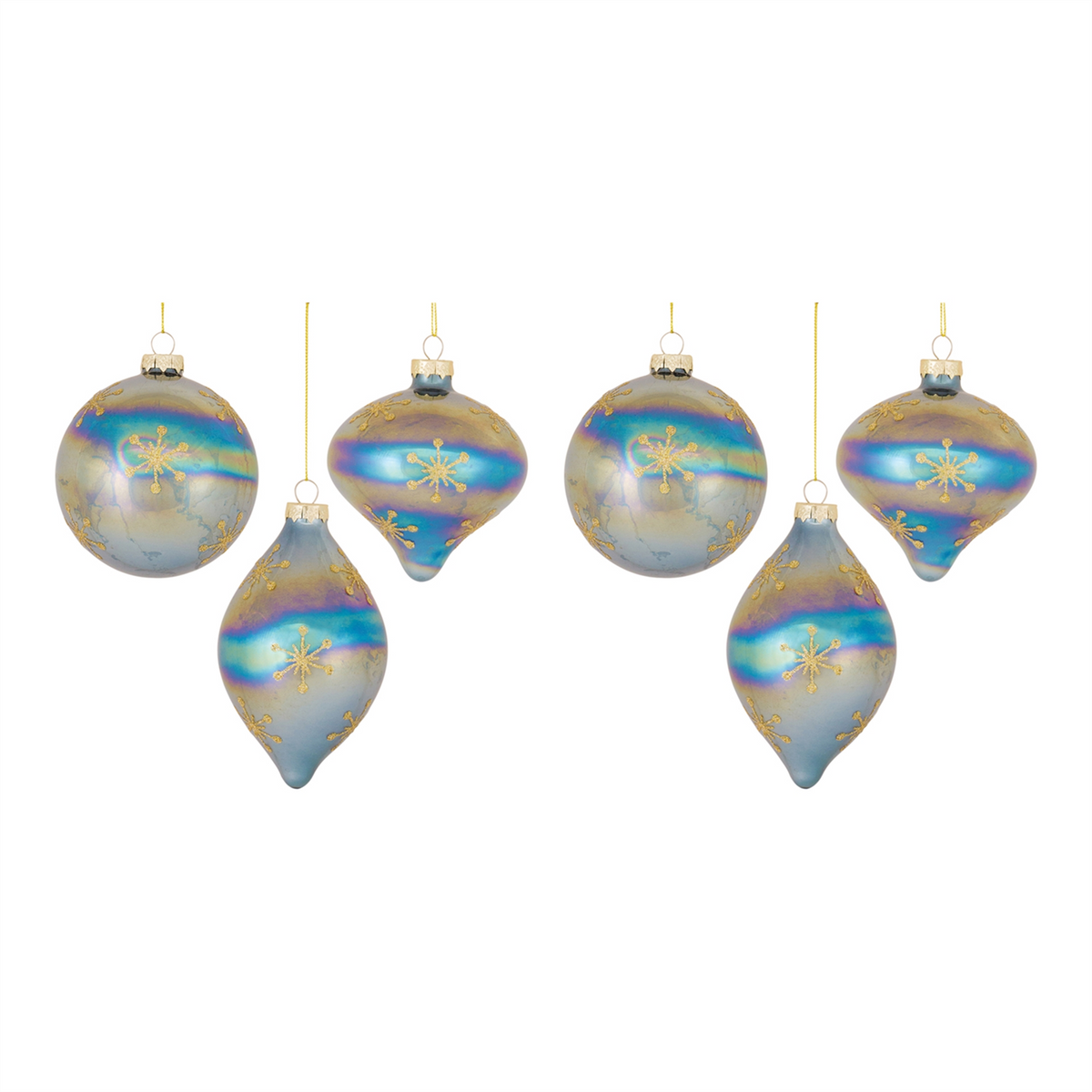 Irredescent Glass Snowflake Ornament (Set of 6) -Ship Only