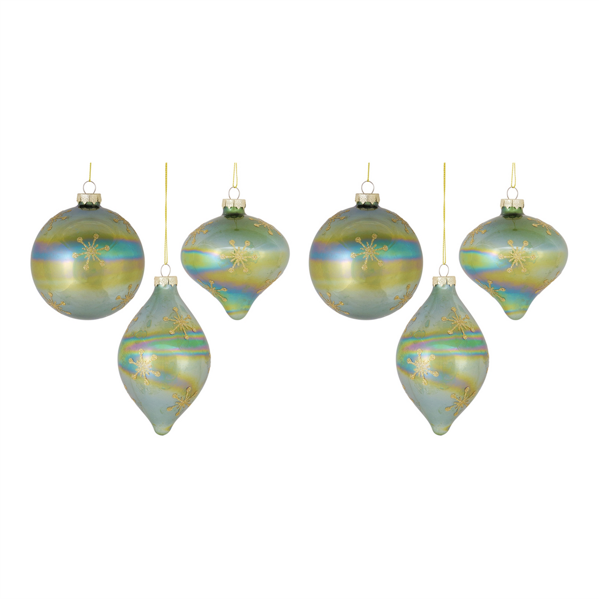 Irredescent Glass Snowflake Ornament (Set of 6) -Ship Only