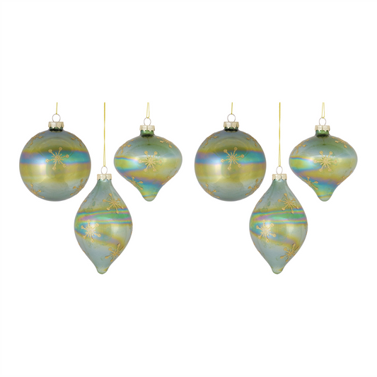 Irredescent Glass Snowflake Ornament (Set of 6) -Ship Only