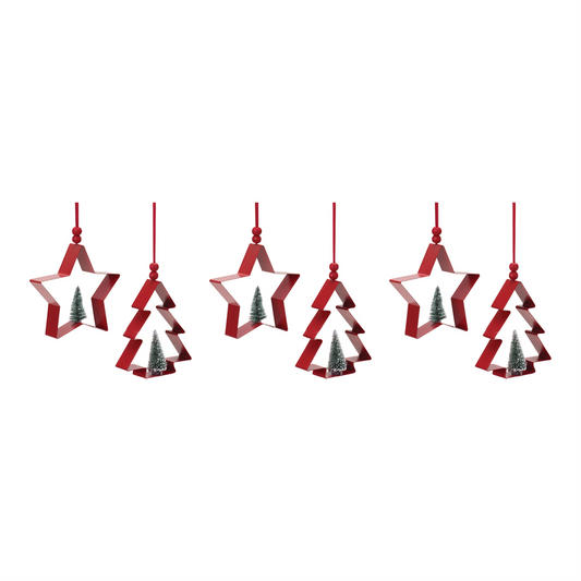 Star and Pine Tree Cookie Cutter Ornament (Set of 6) -Ship Only