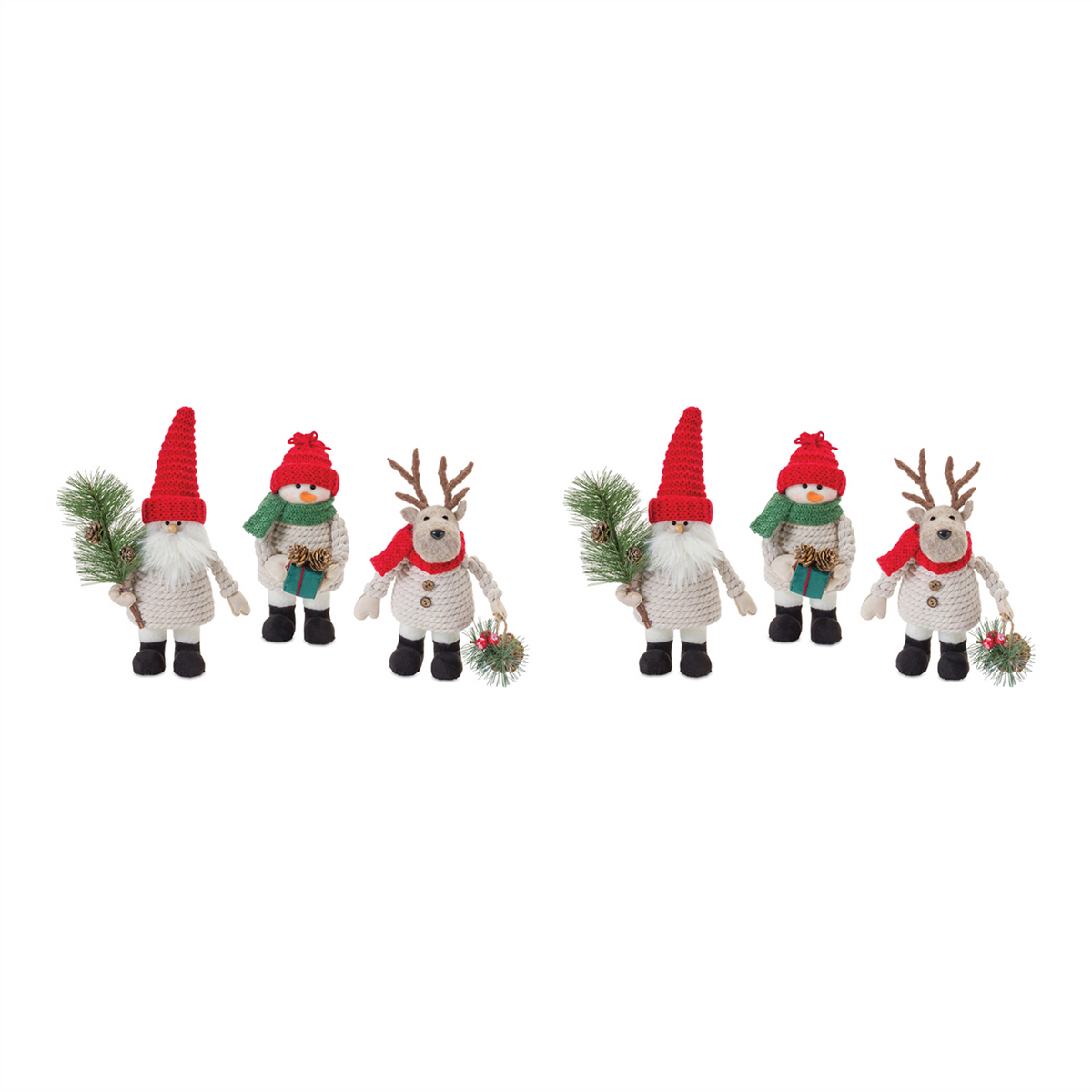 Santa/Snowman/Moose (Set of 6) 8"H, 9"H, 10.5"H Fabric -Ship Only