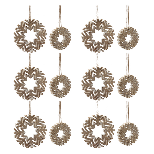 Cut-Out Wood Snowflake Ornament (Set of 12) -Ship Only
