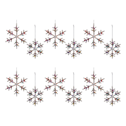 Jewel Snowflake Ornament (Set of 12) 6"H, 8"H Iron/Glass Beads -Ship Only