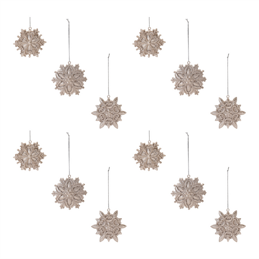 Ornate Champagne Snowflake Ornament (Set of 12) -Ship Only