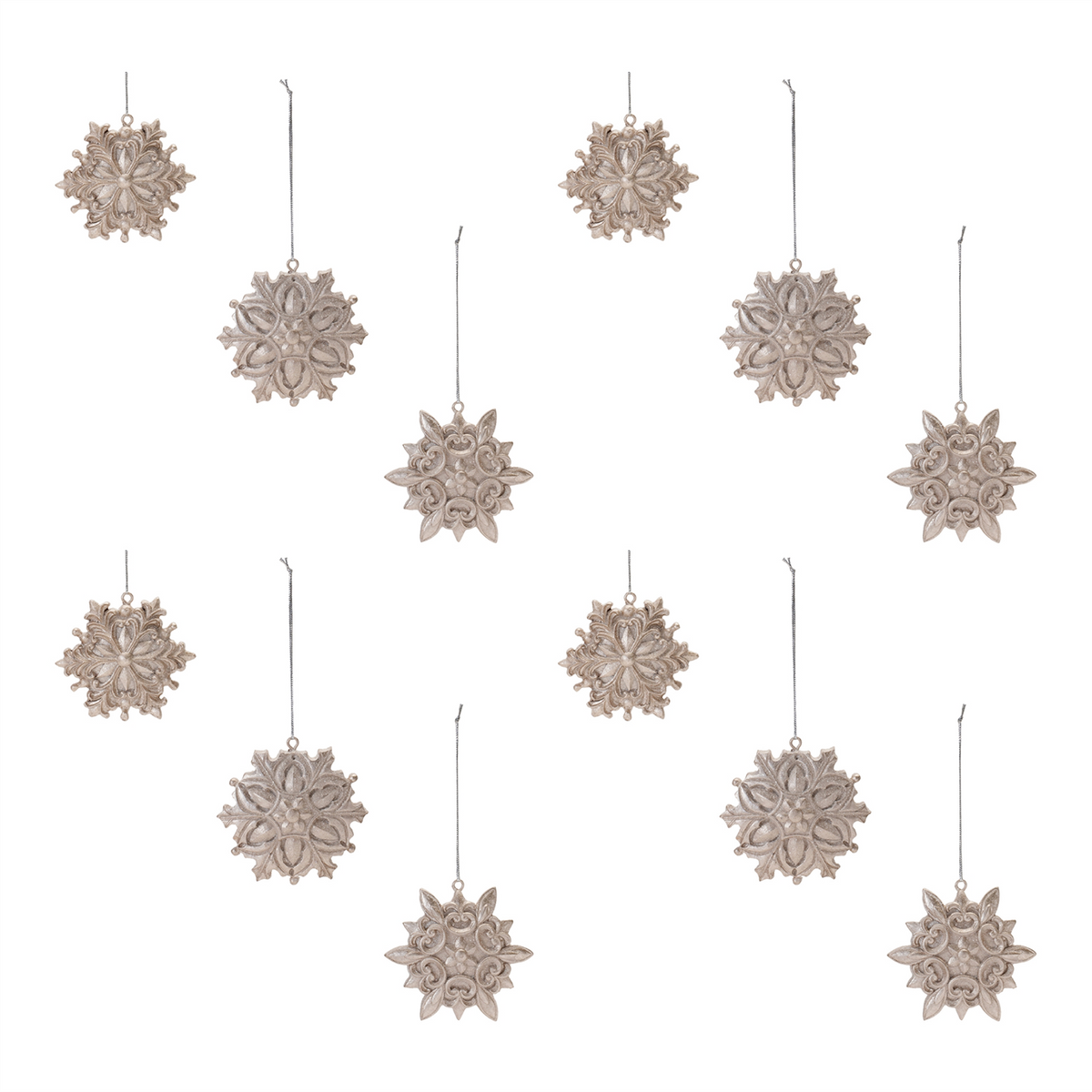 Ornate Champagne Snowflake Ornament (Set of 12) -Ship Only