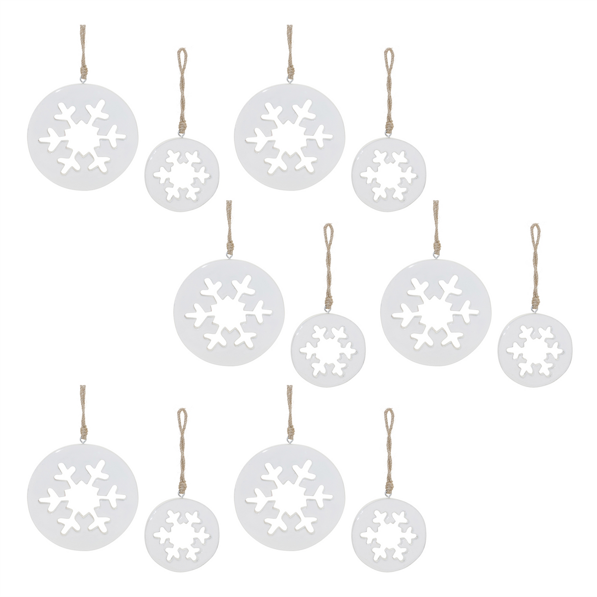 White Wood Snowflake Cut-Out Ornament (Set of 12) -Ship Only