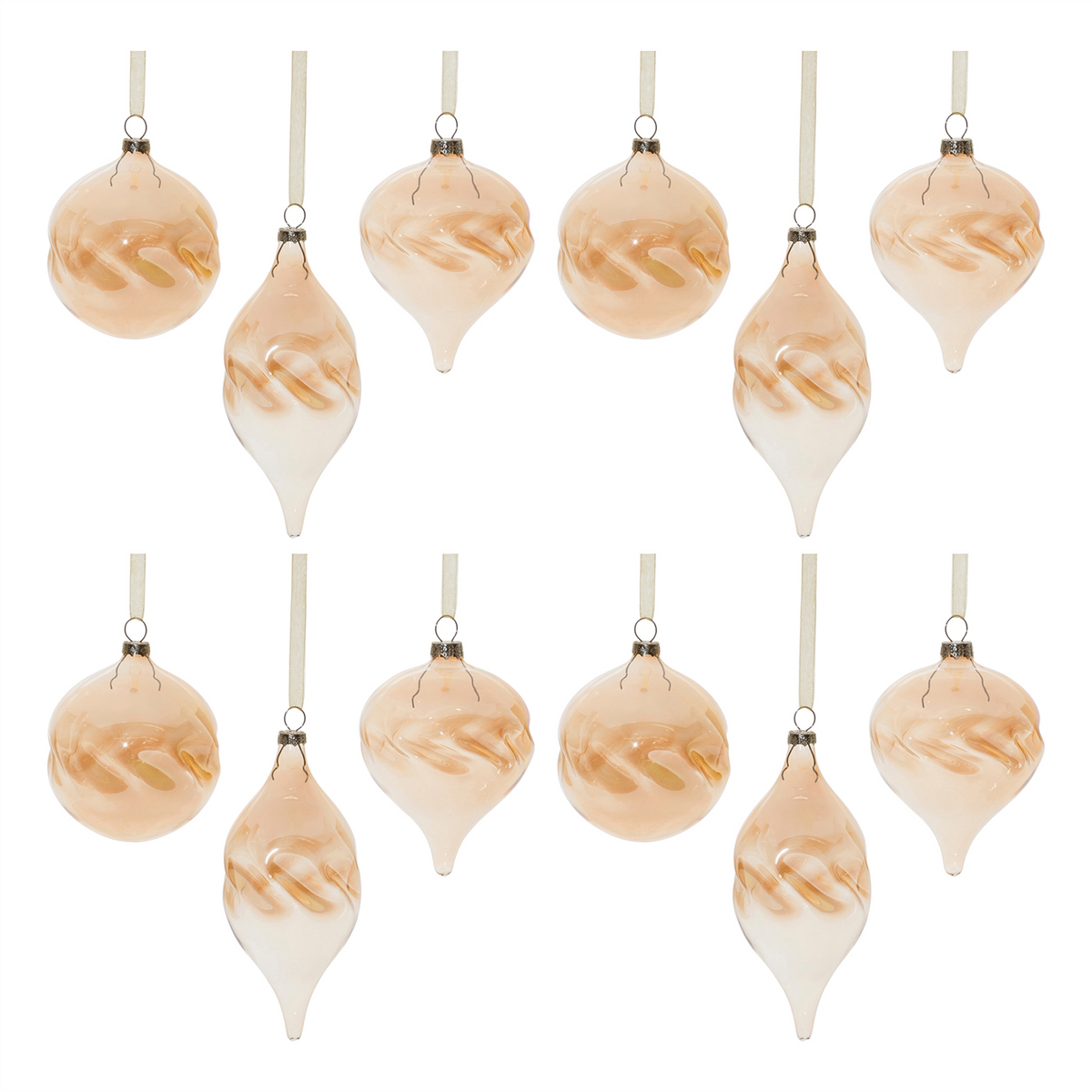 Ornament (Set of 12) 3"D, 5"H, 6"H Glass -Ship Only