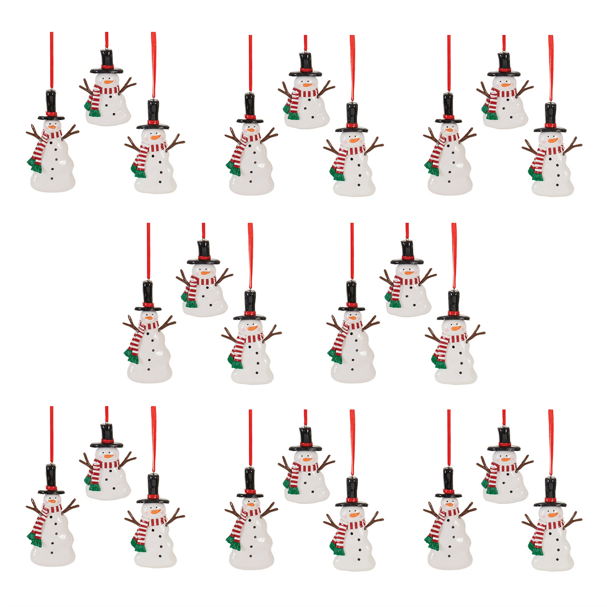 Snowman Ornament (Set of 24) 3"H, 4"H, 4.25"H Clay Dough -Ship Only