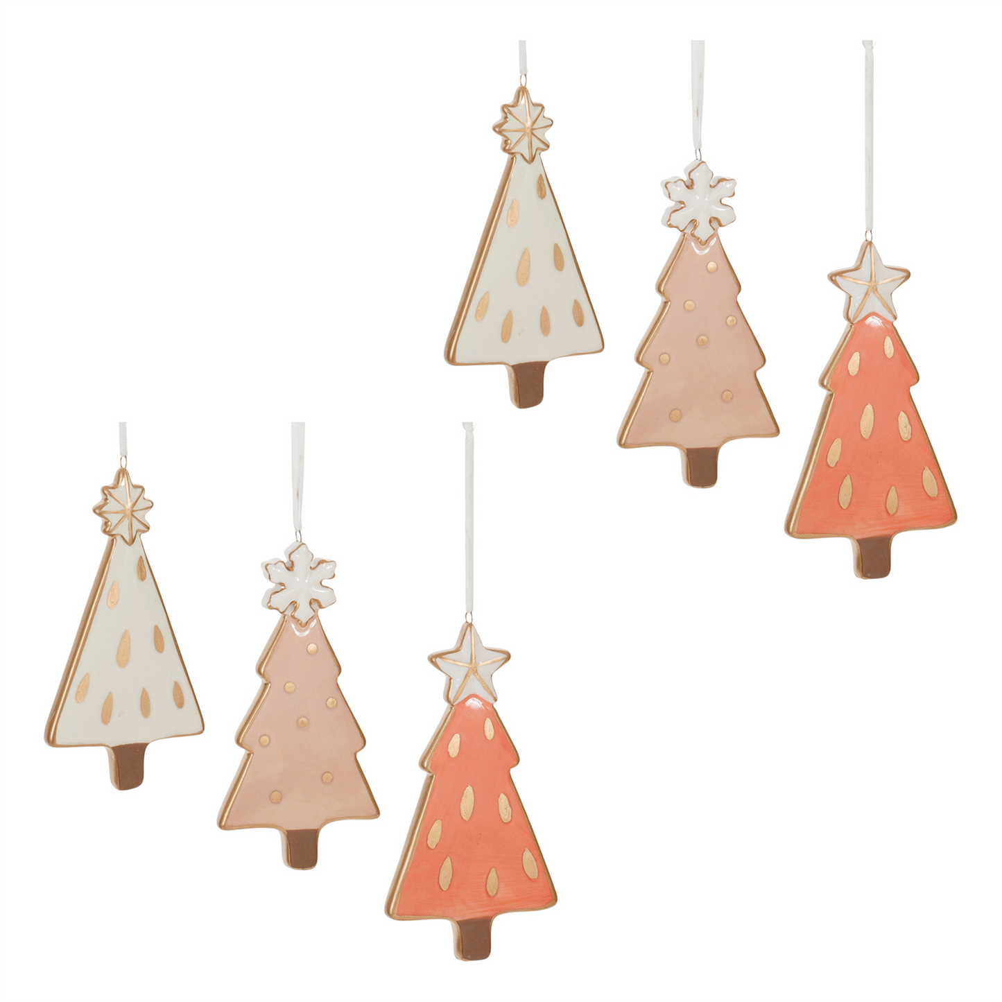 Ceramic Pine Tree Ornament (Set of 6) -Ship Only