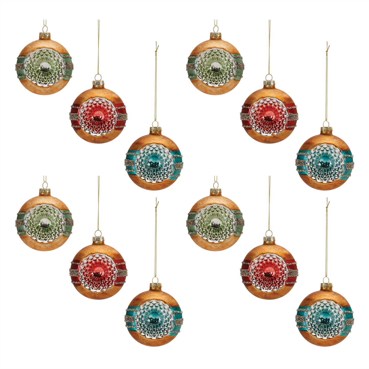 Glass Reflector Ball Ornament (Set of 12) -Ship Only
