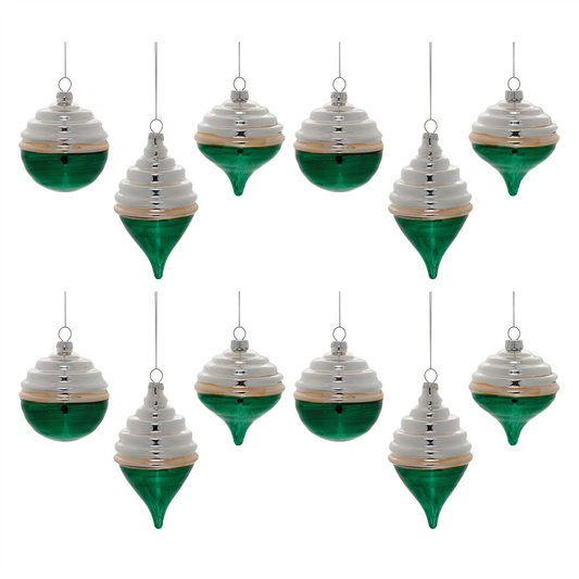 Two-Tone Tiered Glass Ornament (Set of 12) -Ship Only
