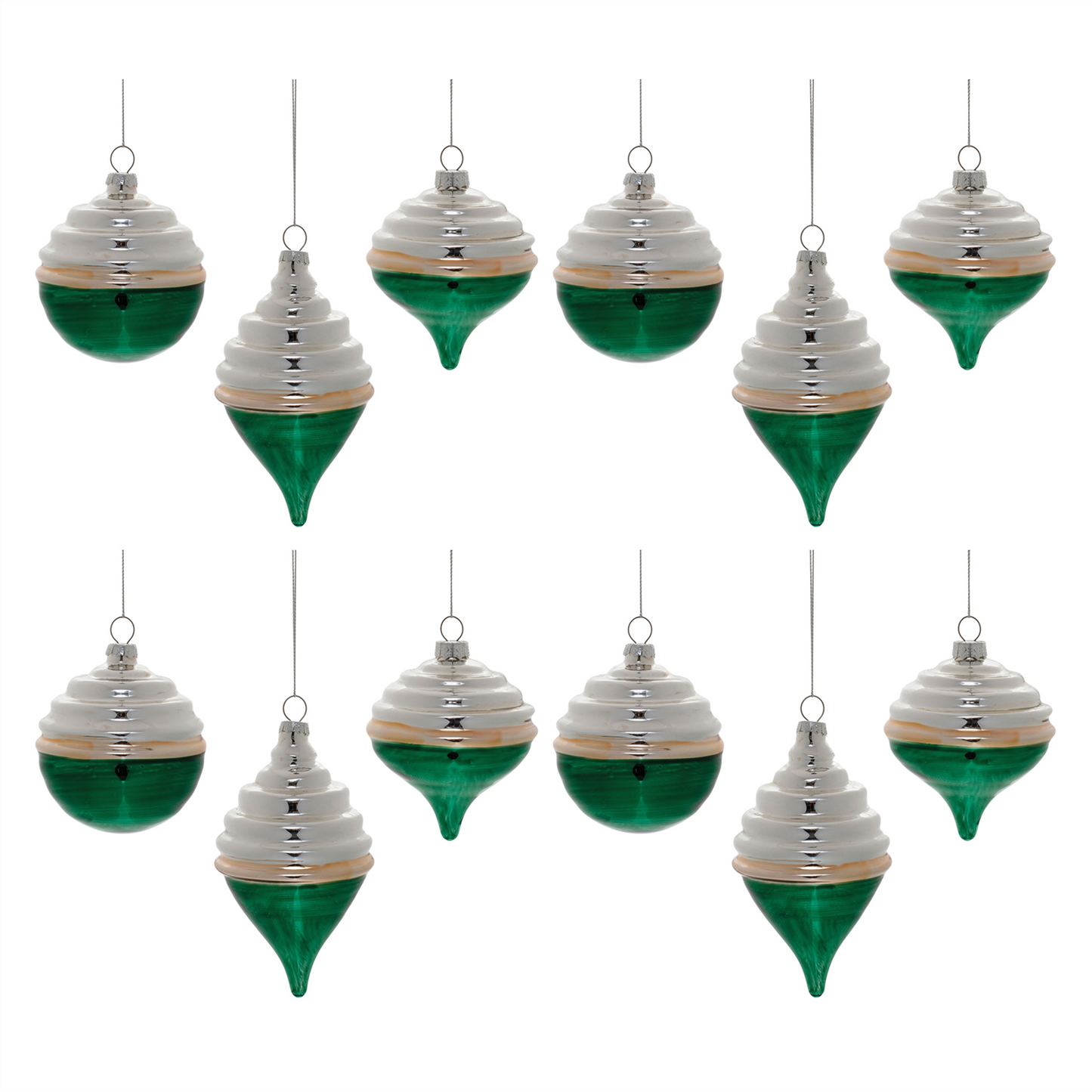 Two-Tone Tiered Glass Ornament (Set of 12) -Ship Only