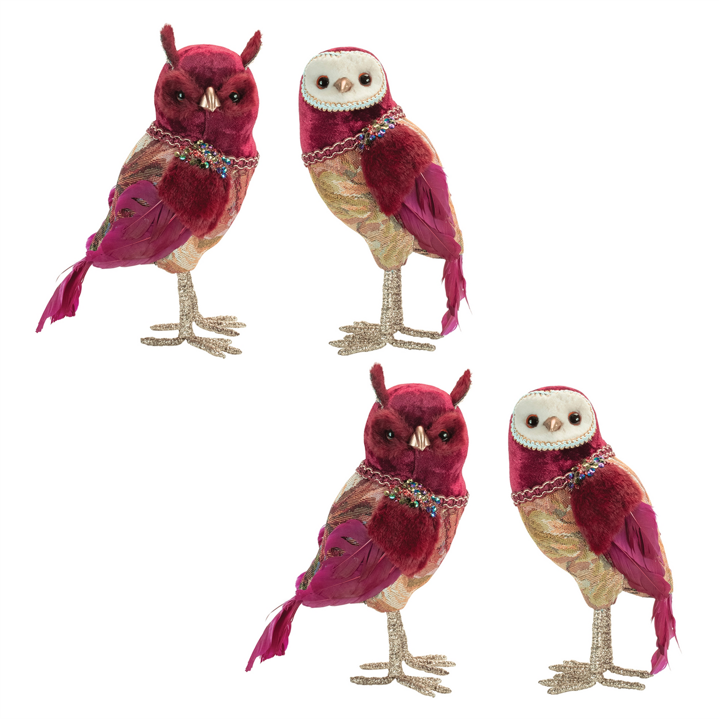 Owl (Set of 4) 9.5"H, 10"H Foam/Fabric -Ship Only