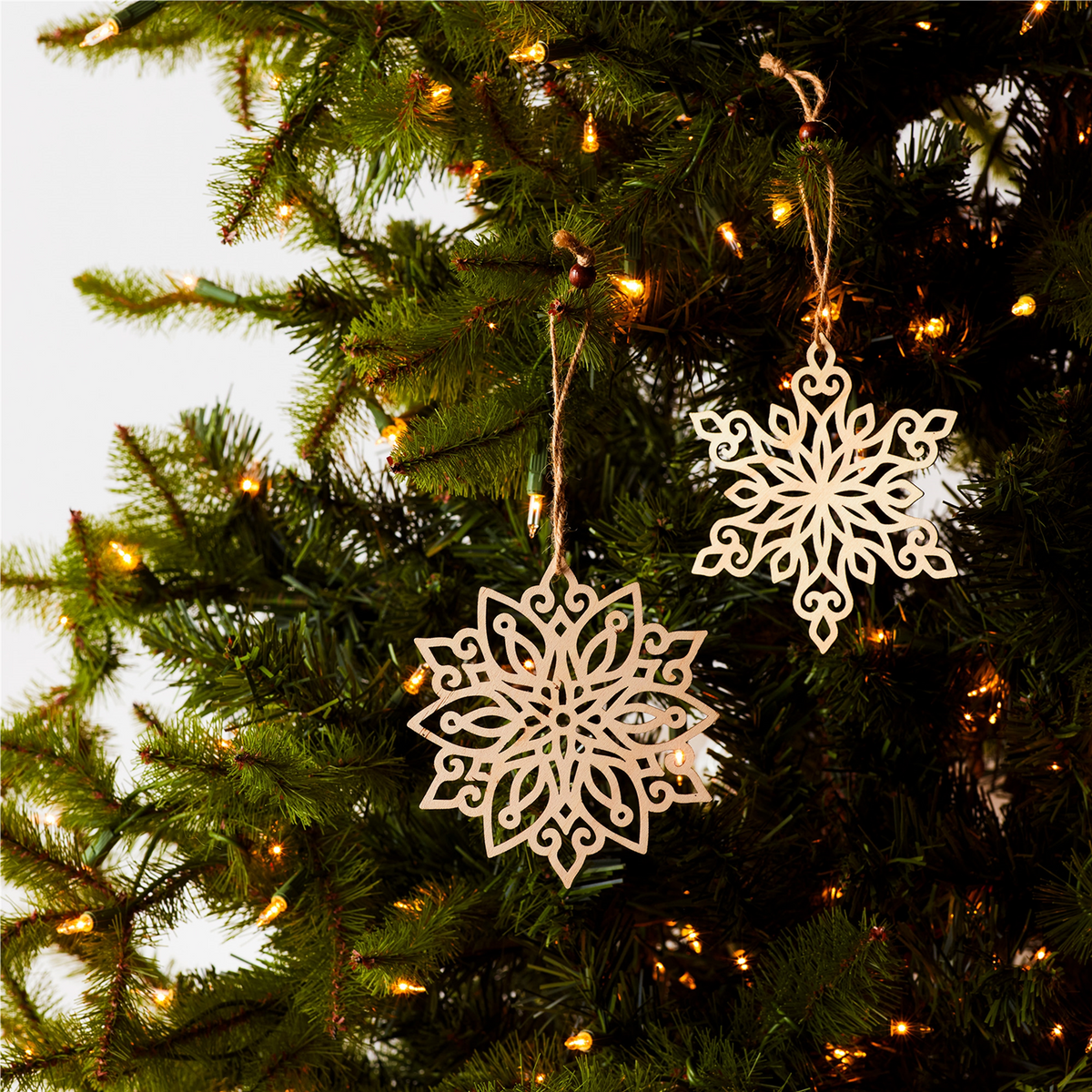 Snowflake Ornament (Set of 24) 5”H Wood -Ship Only