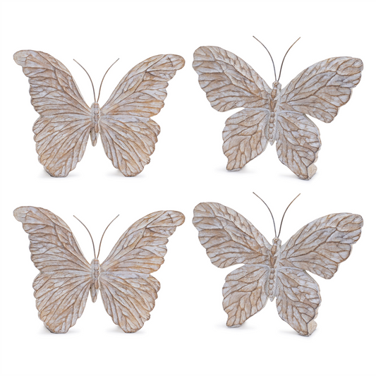Carved Butterfly Shelf Sitter (Set of 4) -Ship Only