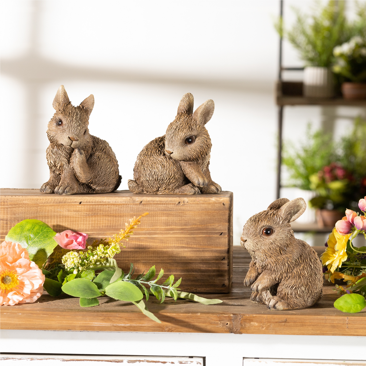 Mini Garden Bunny Rabbit Figurine (Set of 3) -Ship Only