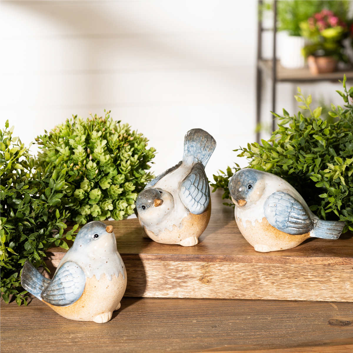 Ceramic Bird Figurines with Unglazed Accents (Set of 3) -Ship Only