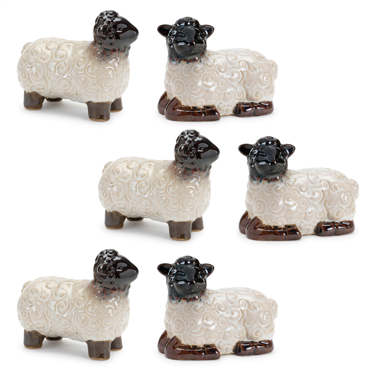 Mini Sheep Figurine (Set of 6) -Ship Only
