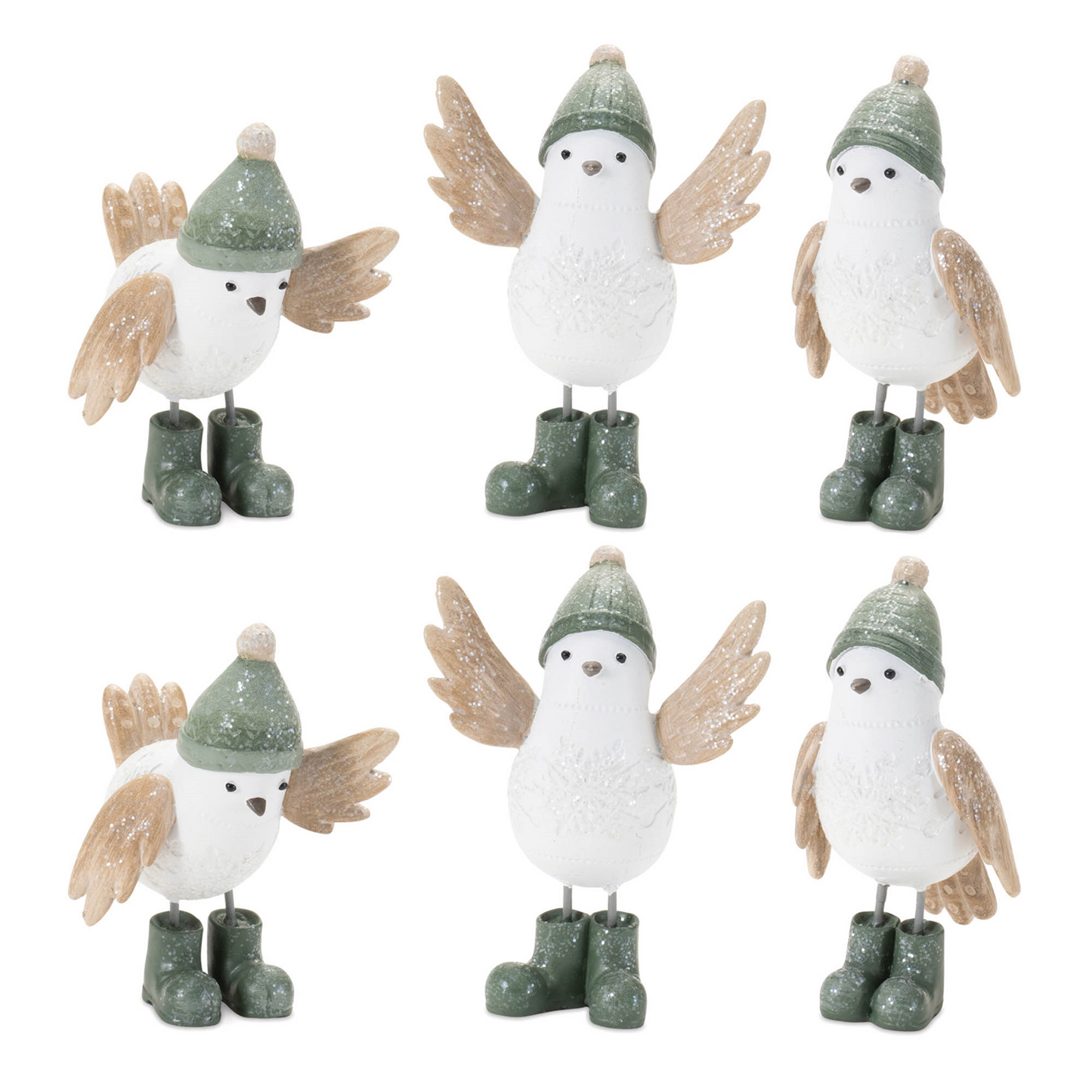 Winter Bird with Snowboots Figurine (Set of 6)