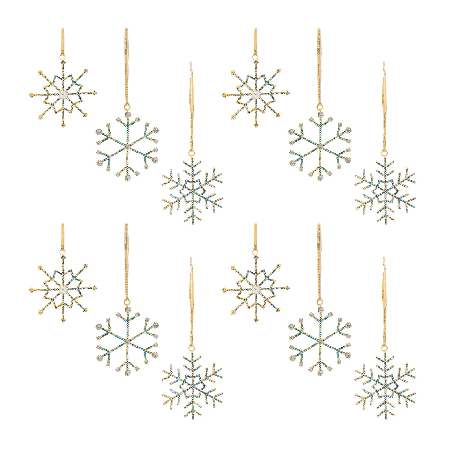 Jeweled Metal Snowflake Ornament (Set of 12)