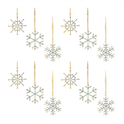 Jeweled Metal Snowflake Ornament (Set of 12)