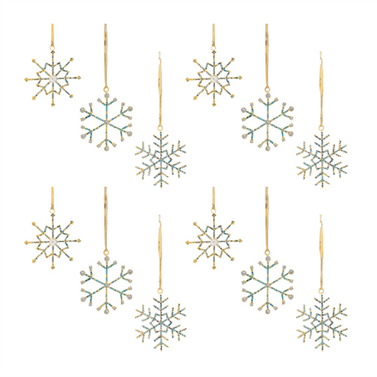 Jeweled Metal Snowflake Ornament (Set of 12) -Ship Only