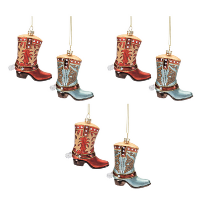 Glass Cowboy Boot Ornament (Set of 6)